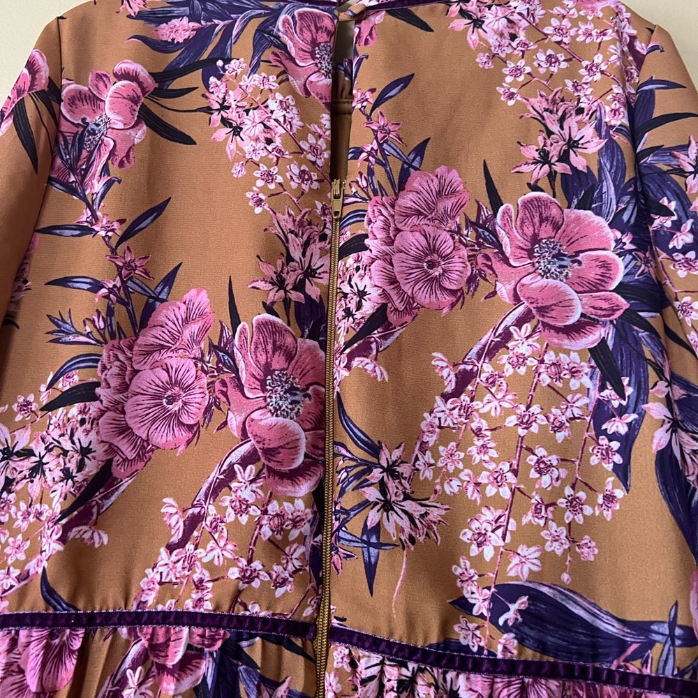 GB Girls Pleated Long Sleeve Dress with Pink and Purple Floral Pattern - Picture 9 of 13